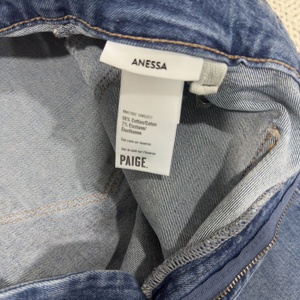 PAIGE Anessa Jeans Womens 31 High Rise Ankle Wide Leg Patch Pocket Blue - Picture 6 of 10